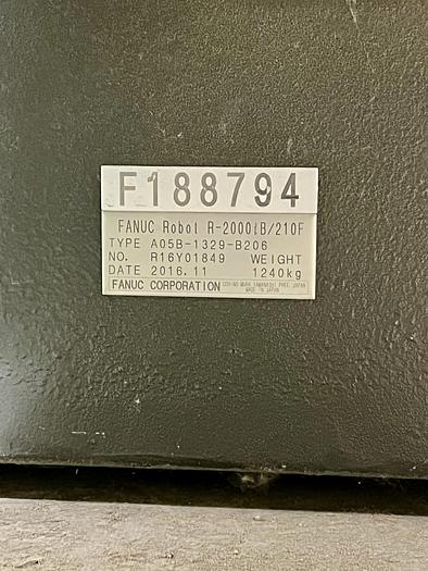 Used VERY LOW HOUR FANUC R2000iB/210F WITH R30iB CONTROLLER, TESTED AND CLEANED, 251 HOURS