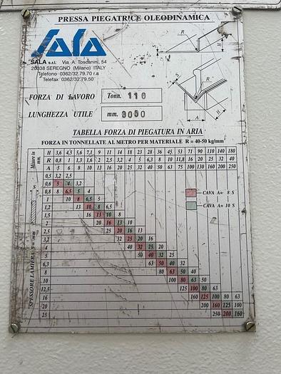 Usato PIEGATRICE SALA IDRAULICA 3000X110 TON