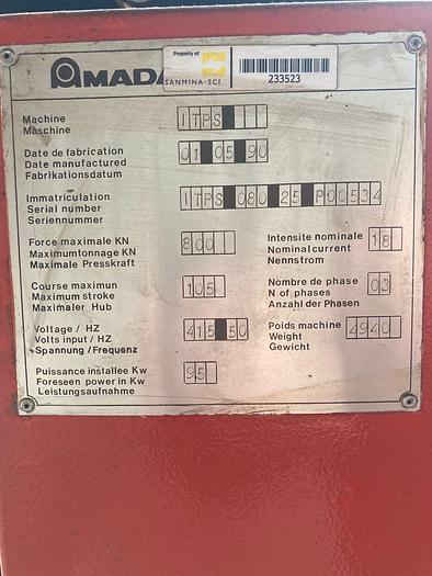 Used 1990 Amada ITPS 8025 Hydraulic Pressbrake