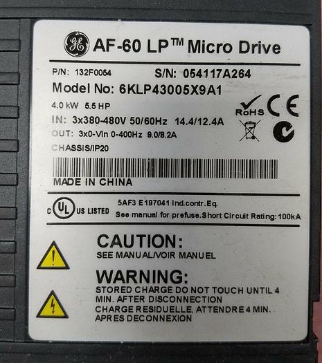 Used GE AF-60 LP 6KLP43005X9A1 5.5 HP 4kw Micro Drive (ESC1510)