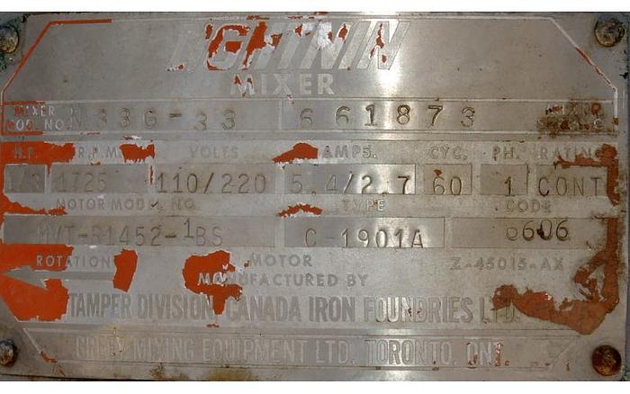 Used USED LIGHTNIN TOP ENTRY MIXER, MODEL: N 33G33, 0.33 HP