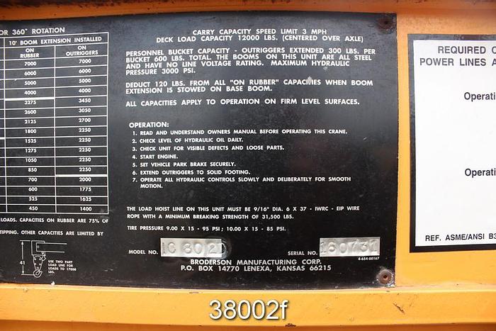 Used Broderson IC-80 Carry Deck Crane, 12000 Lb Deck Load Capacity #38002
