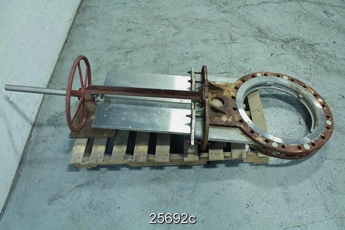 Used Rovalve  20"  Hand Operated Knife Gate Valve, Mild Steel Body, Stainless Steel Wetted Parts #25692