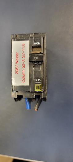 Parts Only Square D QO230 Miniature Circuit Breaker, 120/240 VAC, 30 A, 2 Poles,(b8)