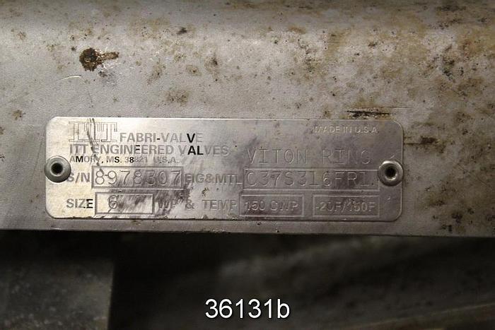 Used Fabri 6" Hand Operated Knife Gate Valve, C37S316FRI #36131