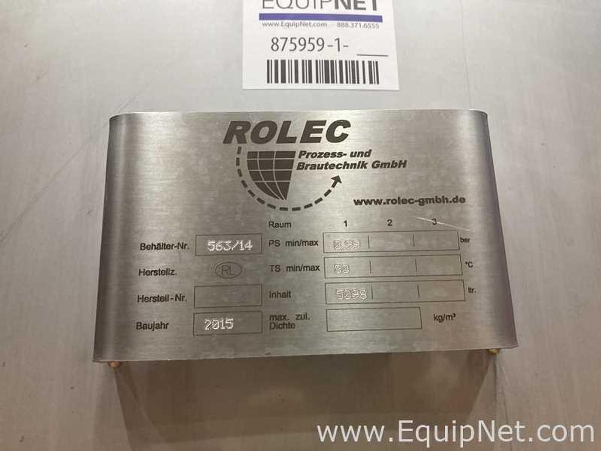 Used 5098 Lt - 43 BBL Rolec Agitated Yeast Storage And Propagation Tank