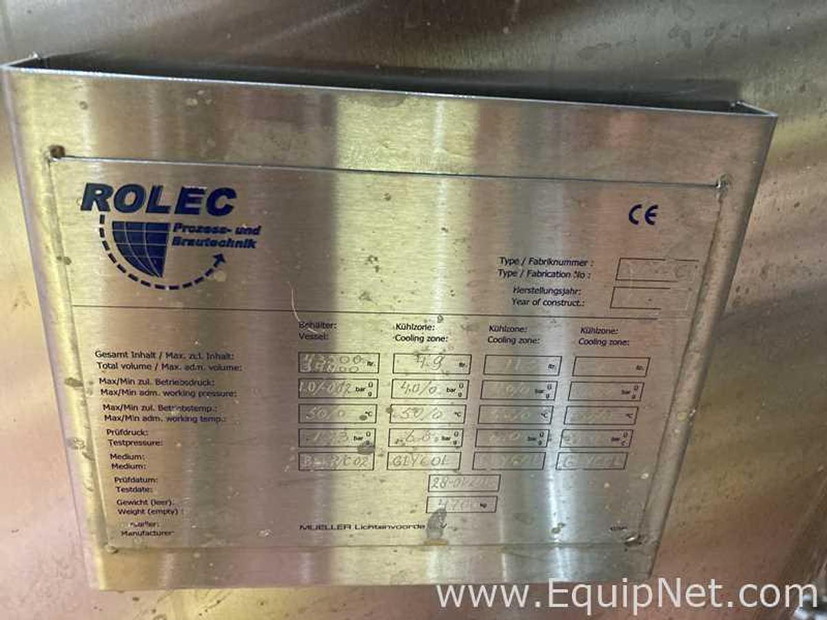 Used 43500 Liter Rolec Fermentation And Storage Vessel 370 bbl and 435 hl