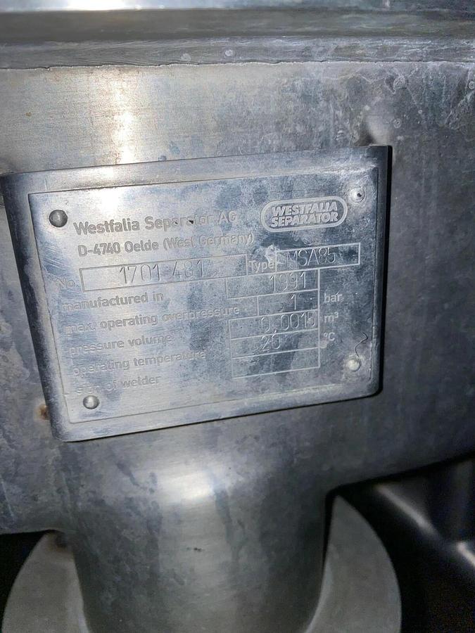 Used Westfalia Clarifier Centrifuge