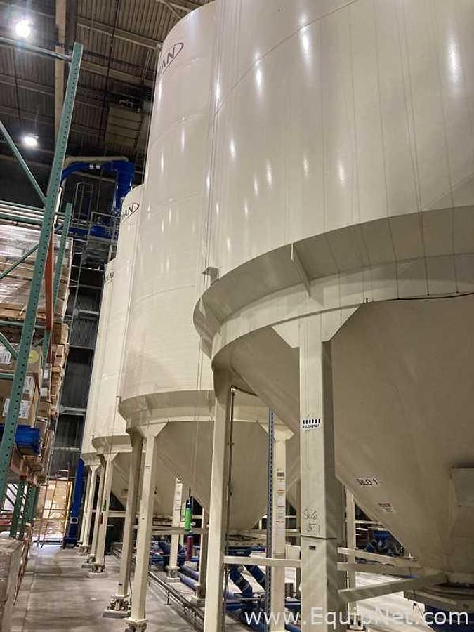 Used Lot Of Two Meridian 3000 Cu. Ft. Grain Silos On Weigh Cells