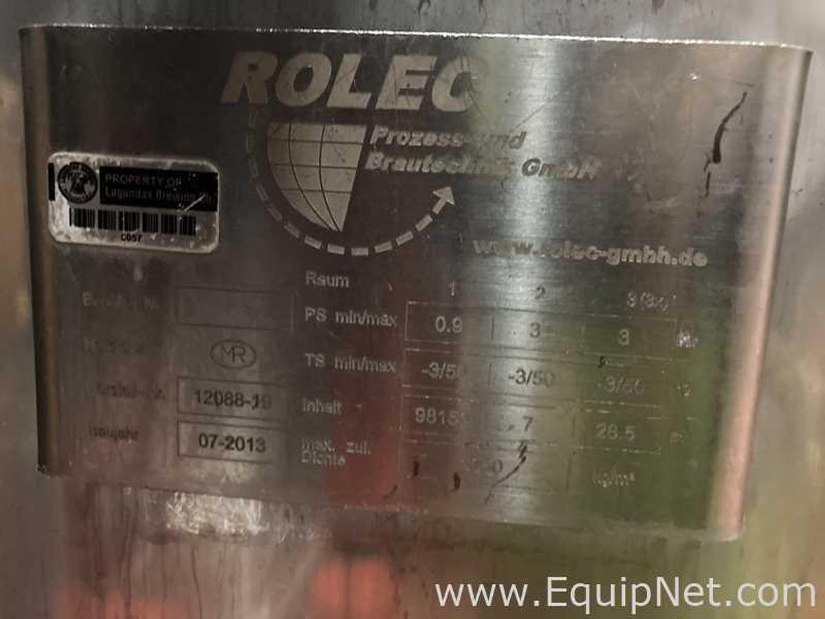 Used 981 HL - 835 BBL Rolec Bright Beer BBT And Storage Stainless Steel Jacketed Tank