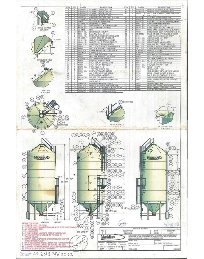 Used 3000 Cu. Ft. MERIDIAN Grain Silos