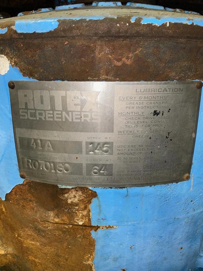 Used Industrial Rotex Screener