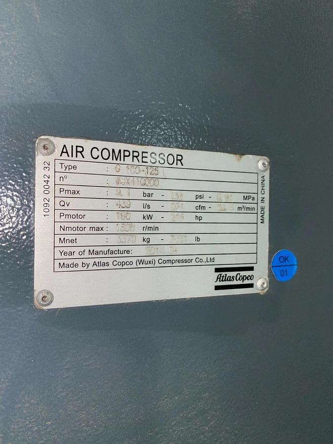 Used ATLAS COPCO-Rotary Screw Air Compressor