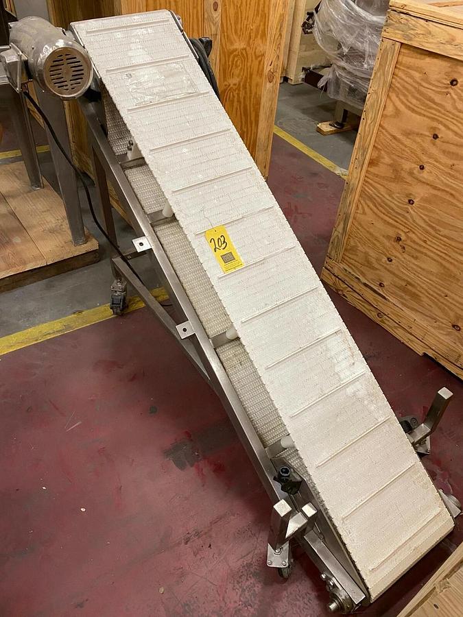 Used Inclined Power Conveyor with Intralox Belt-82" Length