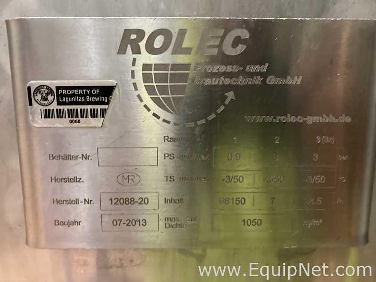 Used 981 HL - 835 BBL Rolec Bright Beer BBT And Storage Stainless Steel Jacketed Tank