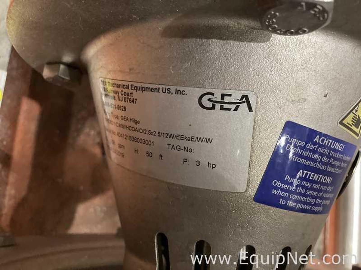 Used GEA Hilge 2.5 X 2.5 Sanitary Stainless Steel Centrifugal Pump 3HP