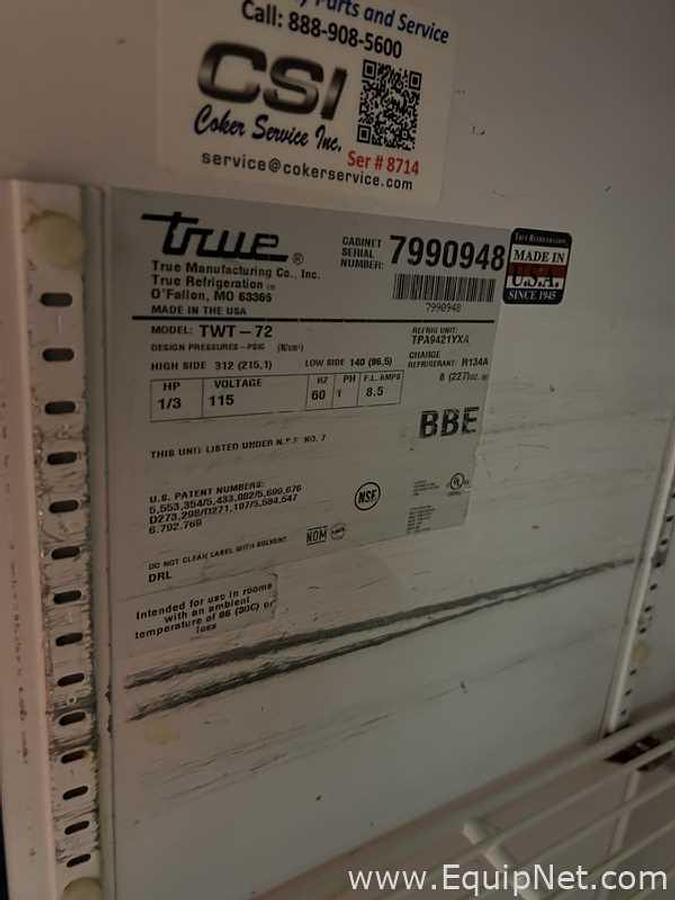 Used True TWT-72 Worktop Refrigerator 72 in 3 Sections 3 Doors