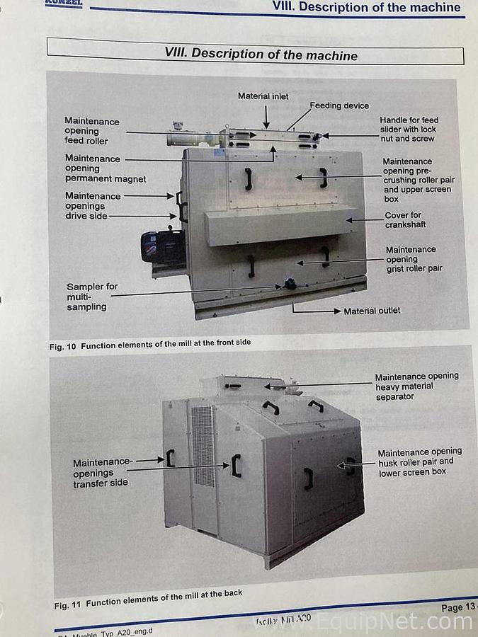 Used Brewery Grain Milling System Including Kunzel Six Roller Mill