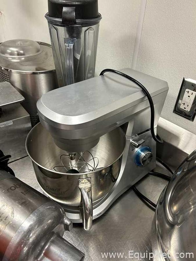 Used Stainless Steel Table with Lot of Miscellaneous Kitchen Equipment