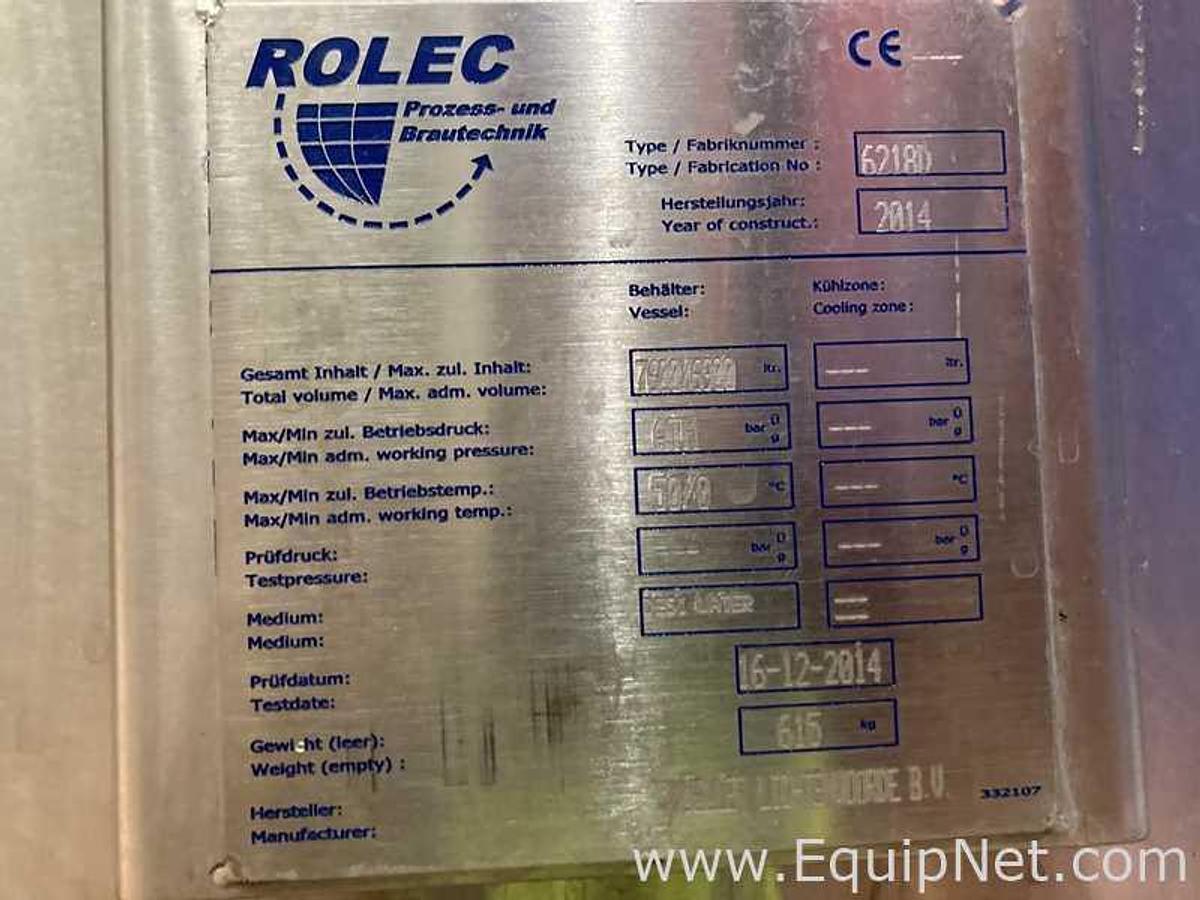 Used 7600 Lt - 64 BBL Rolec Stainless Steel Sanitizer Tank