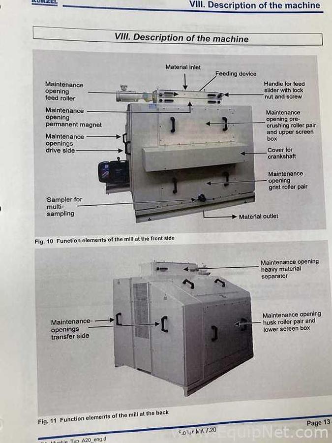 Used Brewery Grain Milling System Including Kunzel Type 6 Roller Mill