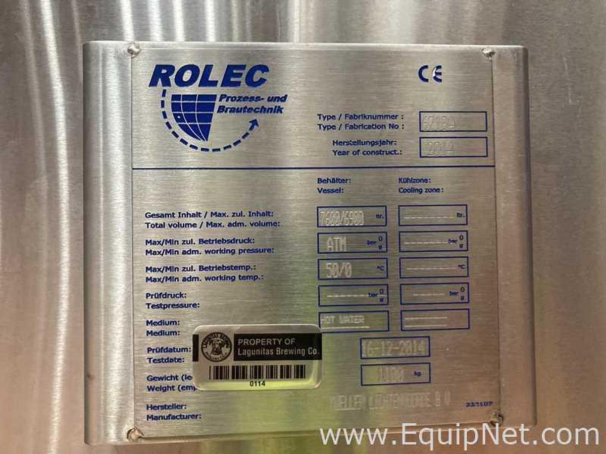 Used 7600 Lt - 64 BBL Rolec Stainless Steel Hot Water Tank