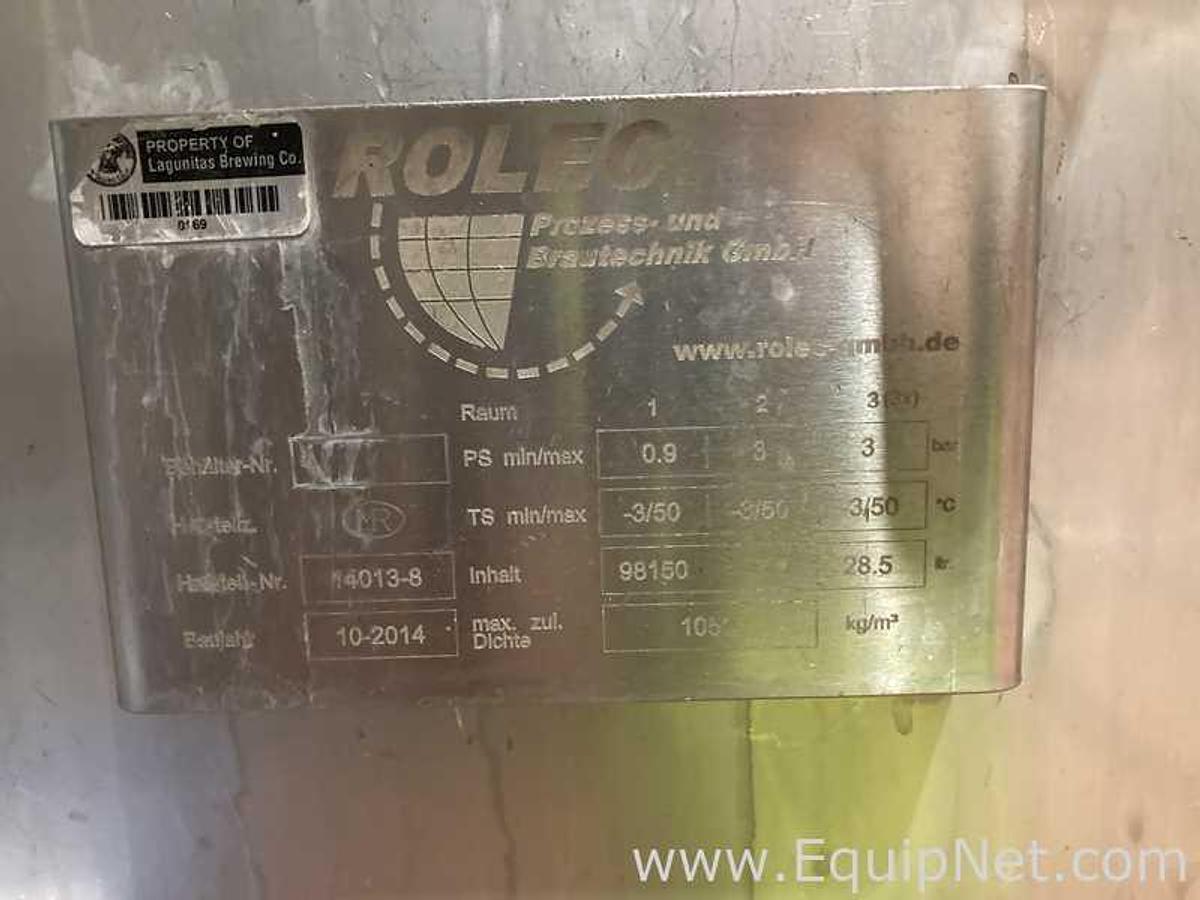 Used 981 HL - 835 BBL Rolec Bright Beer BBT And Storage Stainless Steel Jacketed Tank