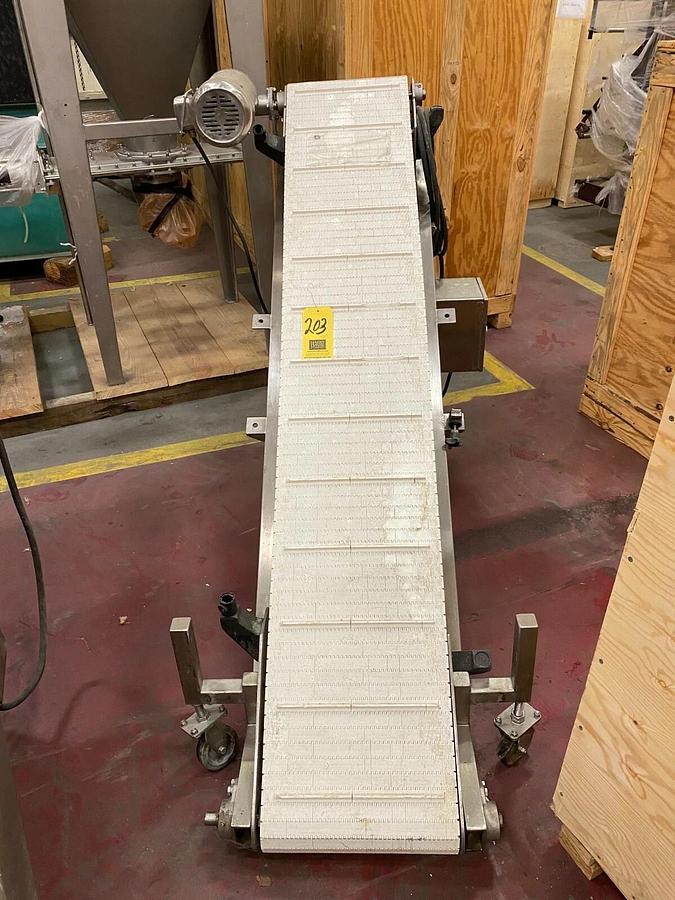Used Inclined Power Conveyor with Intralox Belt-82" Length