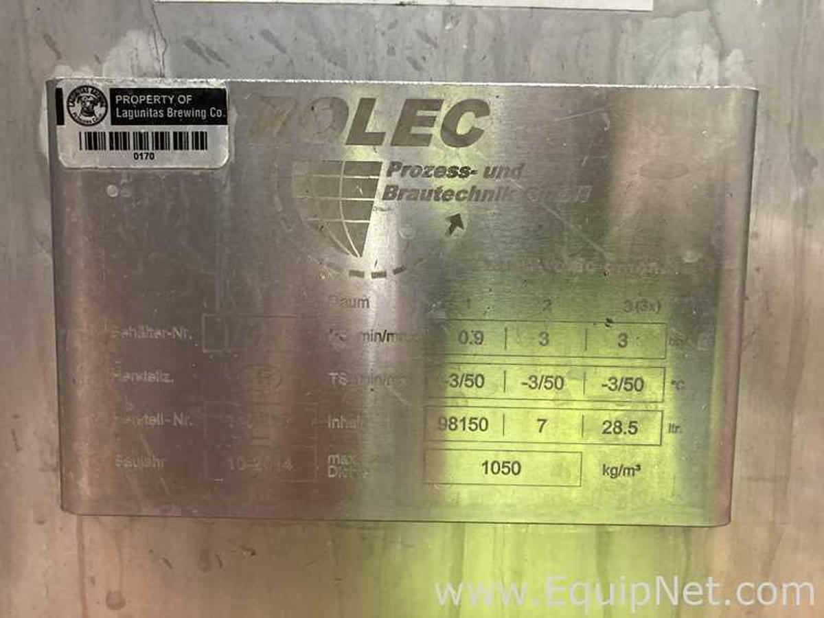 Used 981 HL - 835 BBL Rolec Bright Beer BBT And Storage Stainless Steel Jacketed Tank