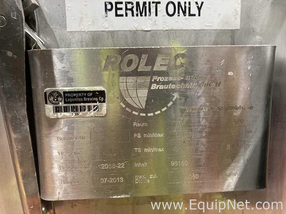 Used 981 HL - 835 BBL Rolec Bright Beer BBT And Storage Stainless Steel Jacketed Tank