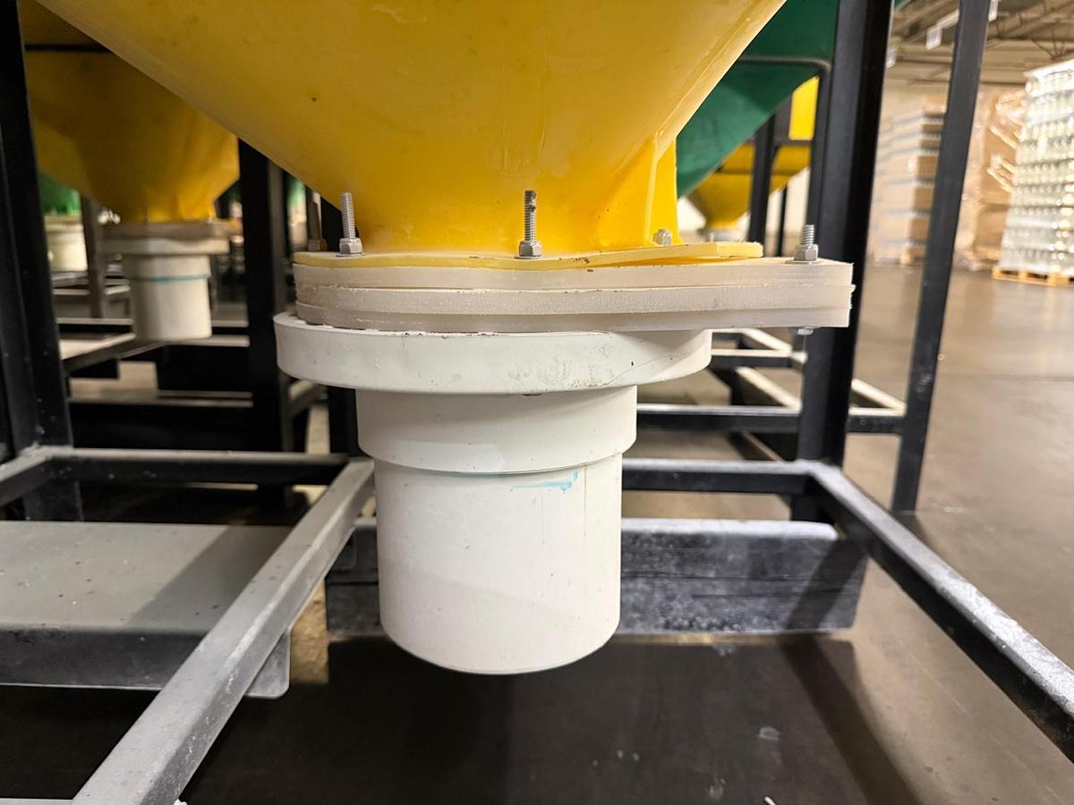 Used Miraplastek TCT6-1200 Polyethylene Hopper Totes with Steel Support Frames