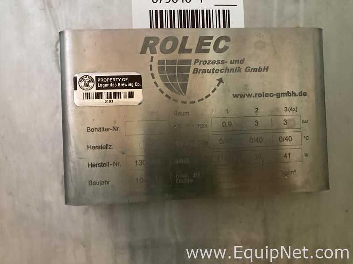 Used 118745 Liter Rolec Fermentation And Storage Vessel 1015 bbl and 1187.5 hl