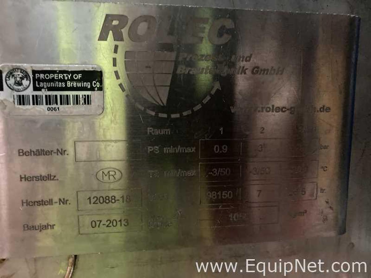 Used 981 HL - 835 BBL Rolec Bright Beer BBT And Storage Stainless Steel Jacketed Tank