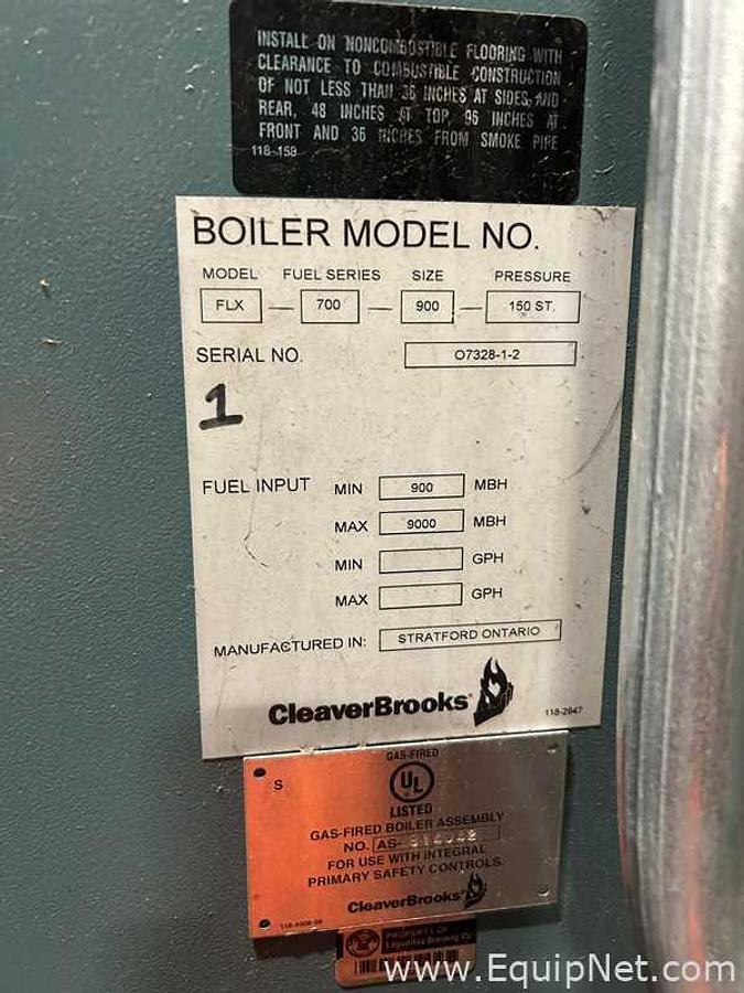 Used Cleaver Brooks FLX-700-900-150ST Gas Fired Boiler