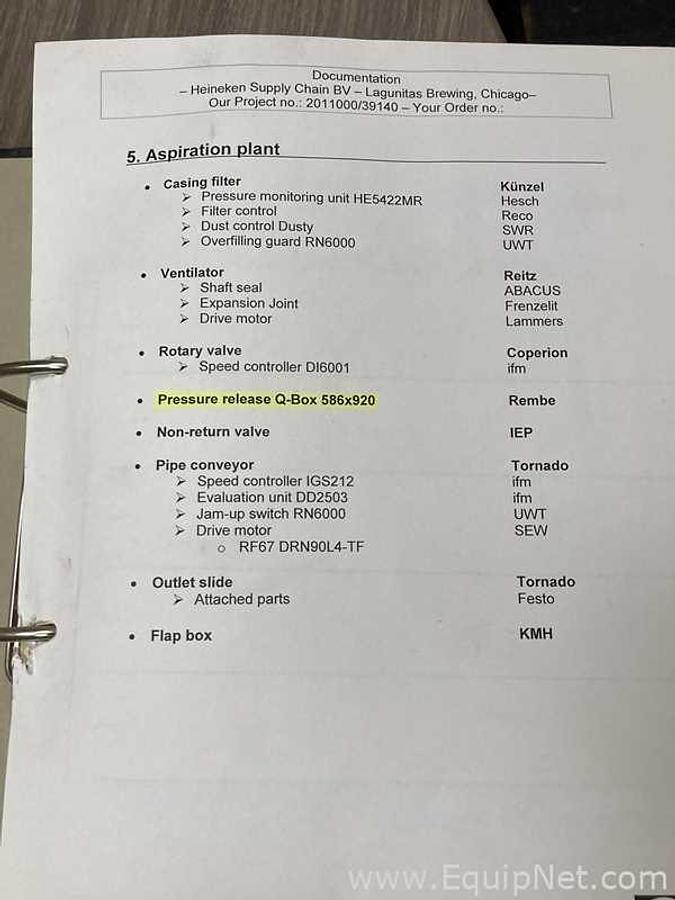 Used Grain Milling Aspiration System