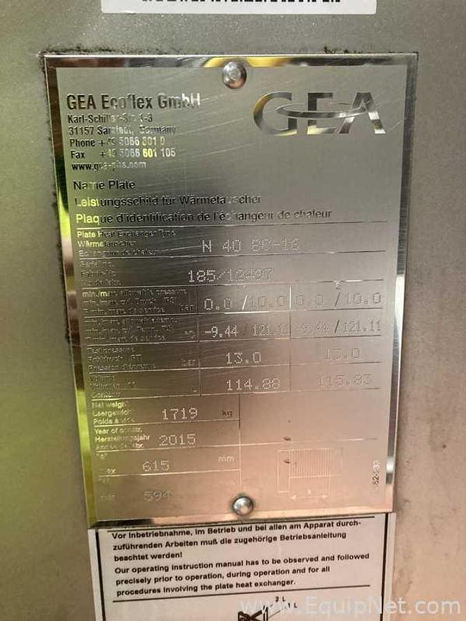 Used GEA Ecoflex GmbH N 40 BC-16 Stainless Steel Plate Heat Exchanger