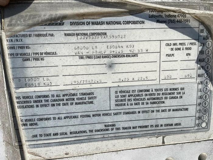 Used 1999 Wabash National Corp. TRAILER