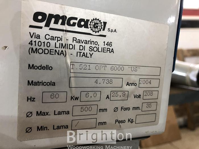 Used 2004 Omga T521 OPT 6000 "US" used Optimizing Saw