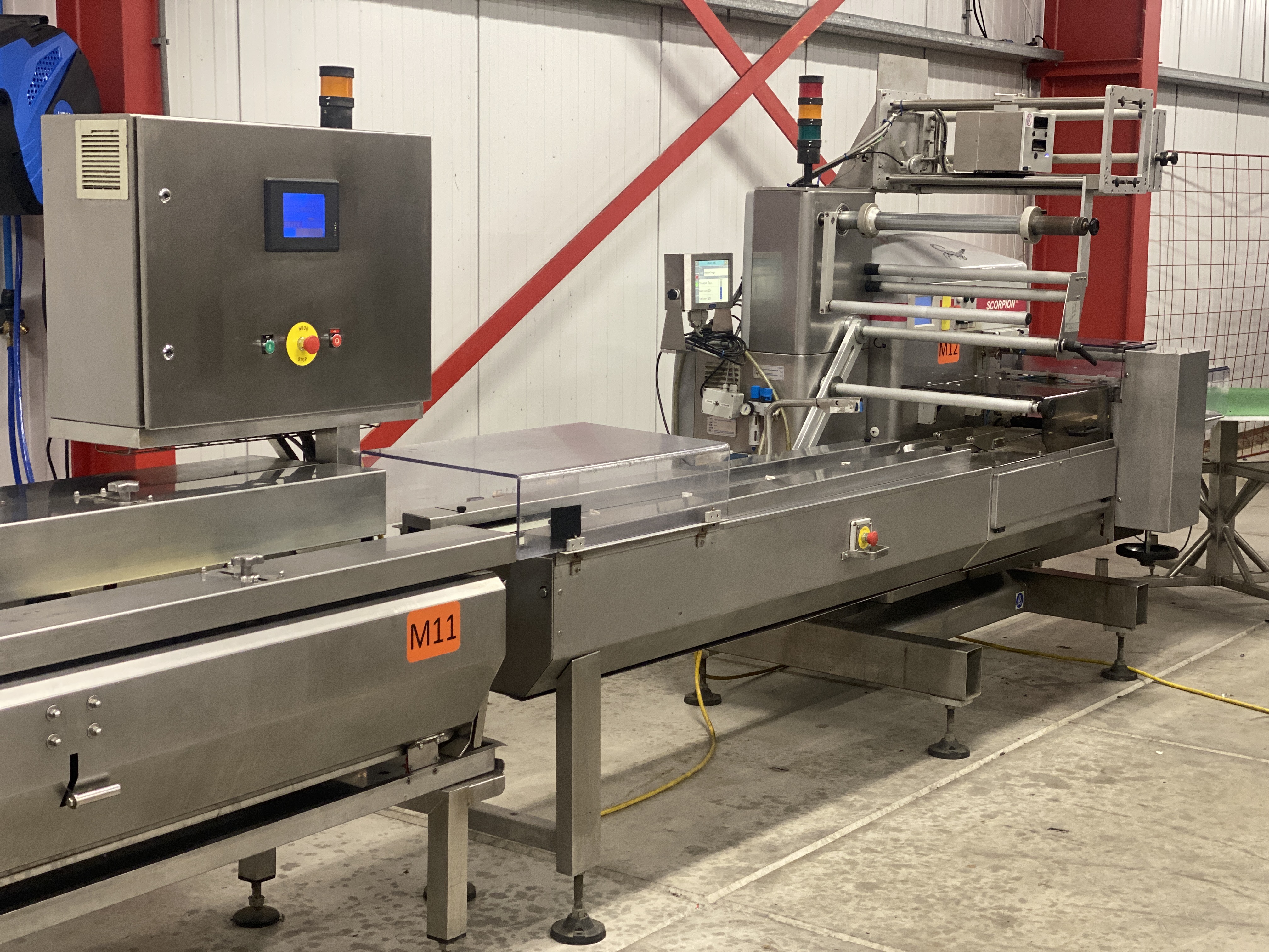 Used Record Scorpion MD flowpacker with Automotion automatic infeed
