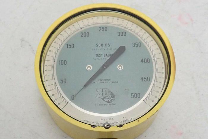 Used 3D Instruments 25544-27B54 Precision Direct-Drive 500 PSI Test Gauge