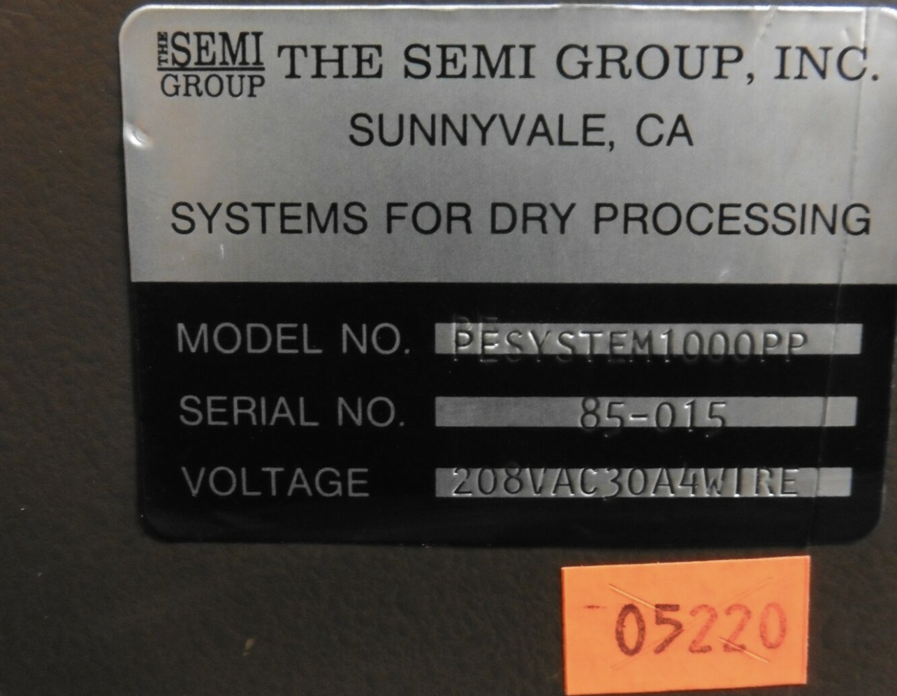 Used The Semi Group PE System 1000PP & PE 1000PP Plasma Etching Systems