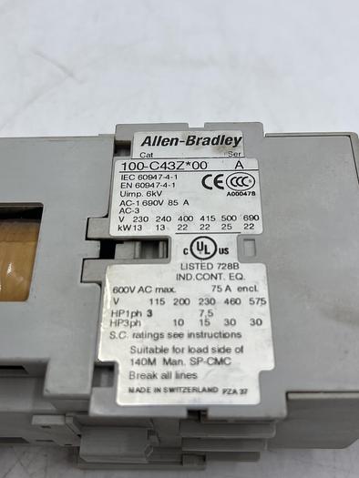 Used Allen-Bradley 100-C43Z*00 Ser A 100S-F Ser B 100-S Ser B 