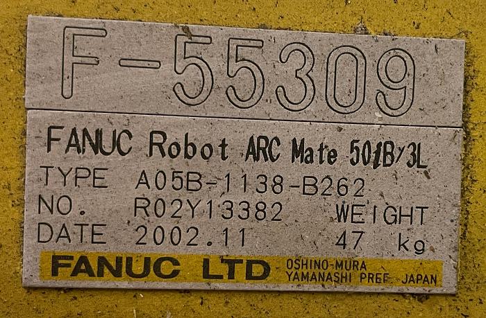 Used ARCMATE M50iB 6 AXIS MIG WELDING ROBOT WITH RJ3IB CONTROLLER