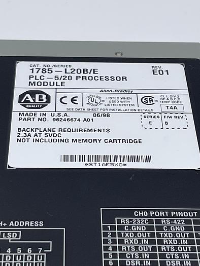 Used Allen-Bradley 1785-L20B/E Rev E01