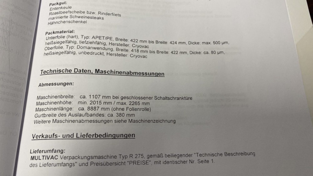 Used Multivac R275CD thermoformer SKIN-pack