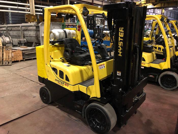 Used 8,000 POUND HYSTER MODEL S80FTBCS MFG. 2013 W/ ROLL CLAMP