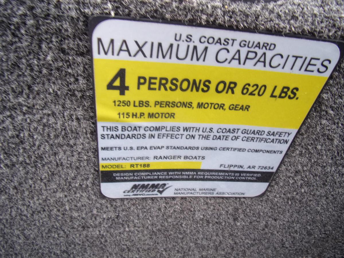 Used 2016 Ranger  RT 188 with Mercury 115 4-stroke