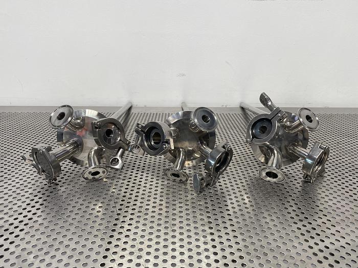 Used Stainless Steel 4" Sanitary Fitting Cap w/ 21" Dip Tube & Outlets/Inlets