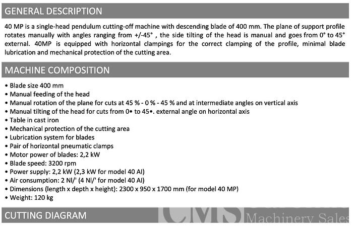 Pertici 40MP Single Head Saw