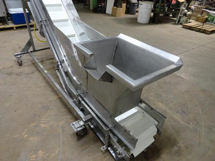 Used Incline Conveyor; 14"W Cleated Belt